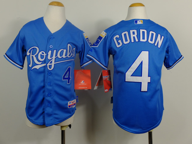 Youth Kansas City Royals 4 Gordon Light Blue MLB Jerseys